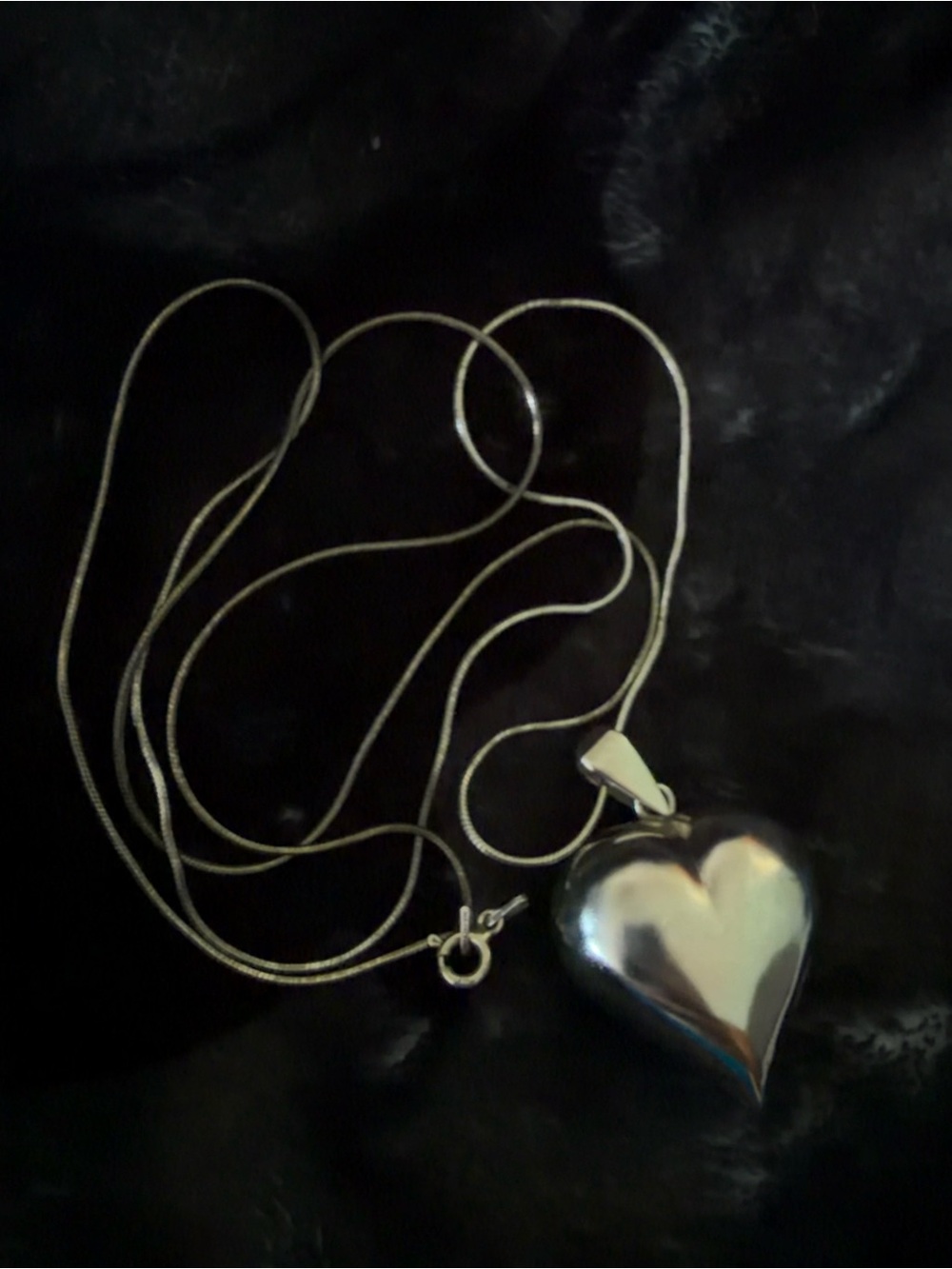 925 Vintage Sterling Silver Puffy Heart Pendant with Genuine 26 inch chain